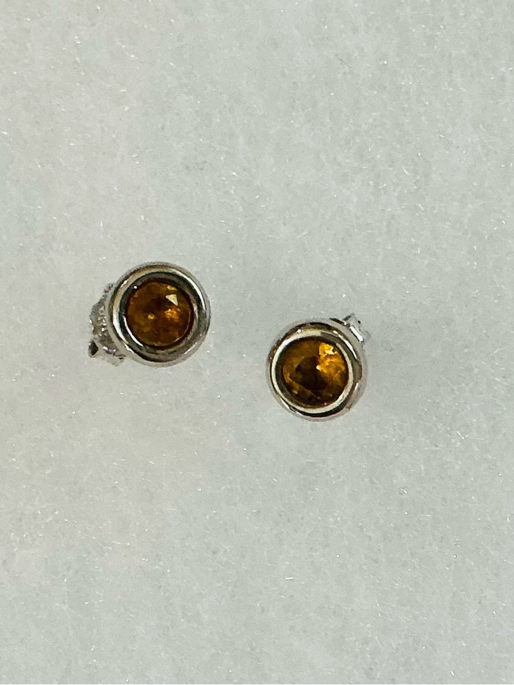 Tiffany & Co. Sterling Silver Honey Amber Stud Earrings